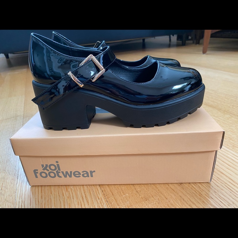 Mary Jane vegan “patent leather” shoes size 8
